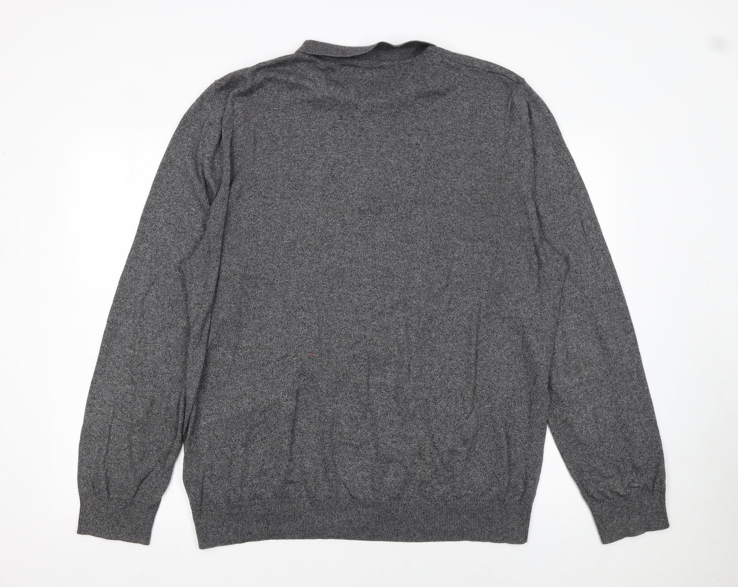 ASOS Men’s Grey Cotton Long Sleeve Polo Shirt 2XL Regular Fit