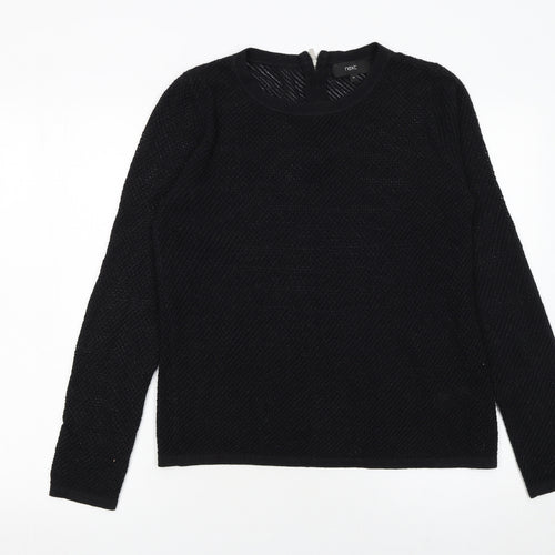 Next Womens Black Knit Long Sleeve Pullover Jumper Size 10