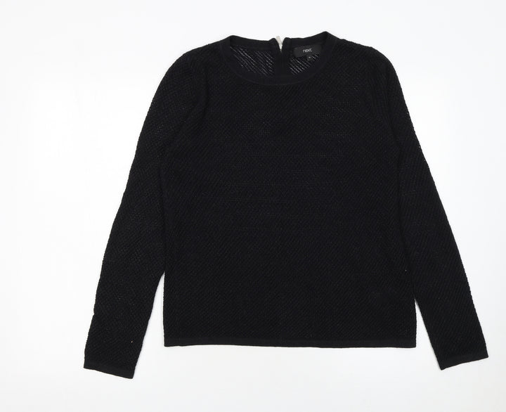 Next Womens Black Knit Long Sleeve Pullover Jumper Size 10