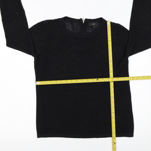 Next Womens Black Knit Long Sleeve Pullover Jumper Size 10