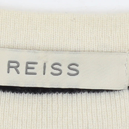 Reiss Women Black Cream Striped Long Sleeve Jumper Dress L