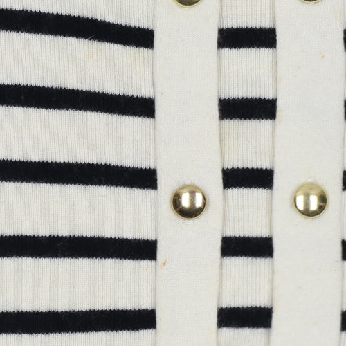 Reiss Women Black Cream Striped Long Sleeve Jumper Dress L