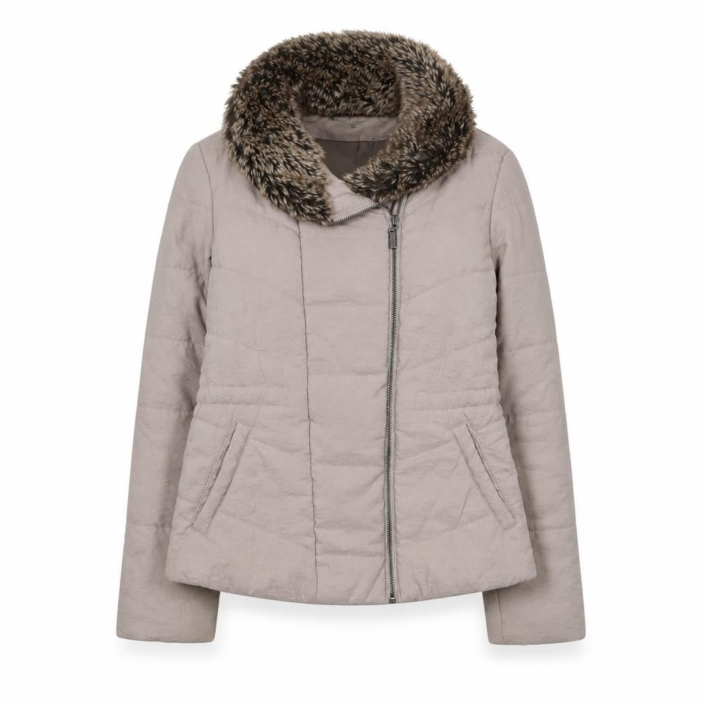 Laura Ashley Women’s Beige Faux Fur Collar Puffer Jacket UK 8
