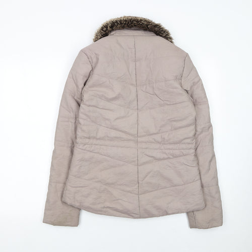 Laura Ashley Women’s Beige Faux Fur Collar Puffer Jacket UK 8