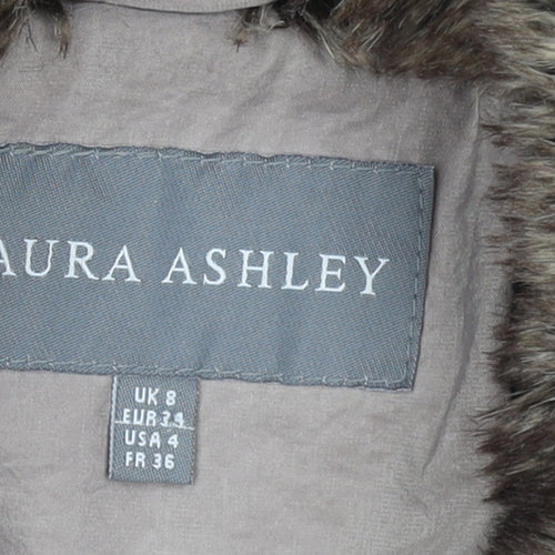 Laura Ashley Women’s Beige Faux Fur Collar Puffer Jacket UK 8