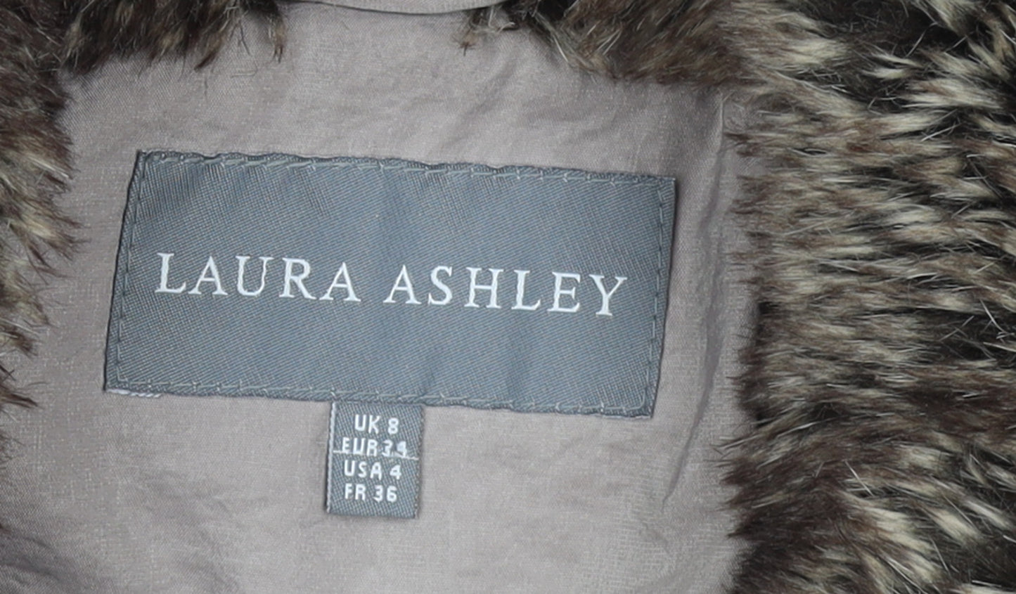 Laura Ashley Women’s Beige Faux Fur Collar Puffer Jacket UK 8