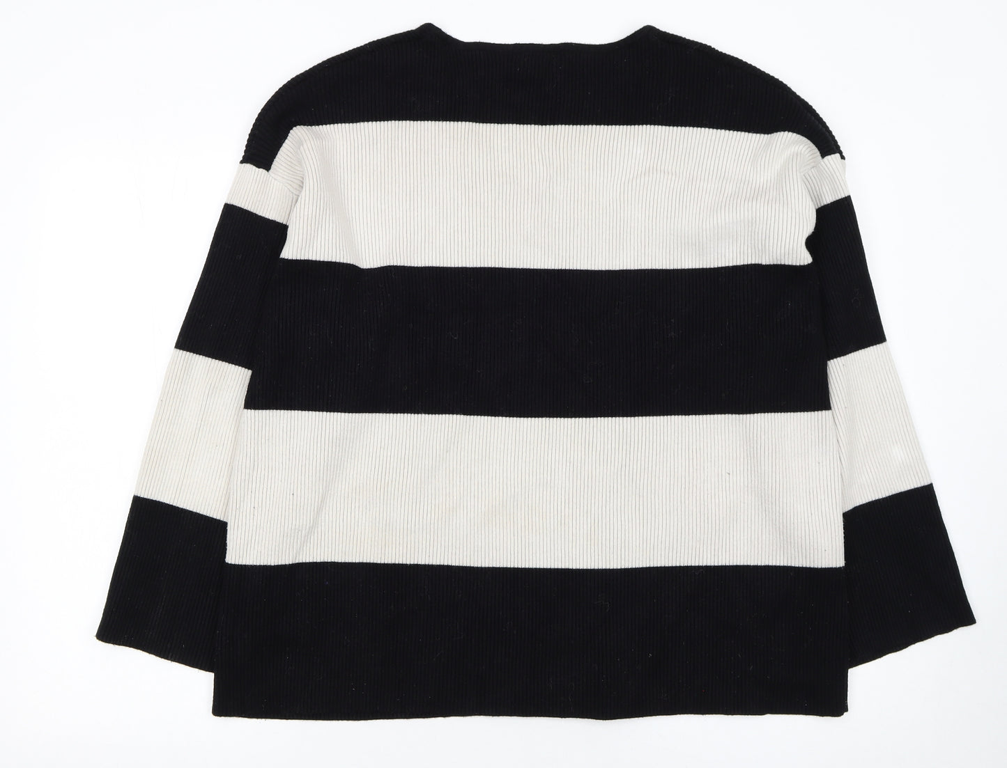 4th + Reckless Womens Black White Striped V-Neck Knit Jumper Size 20