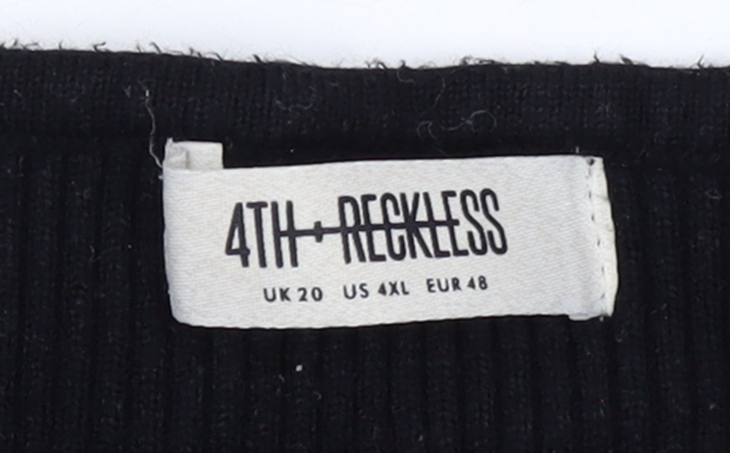 4th + Reckless Womens Black White Striped V-Neck Knit Jumper Size 20
