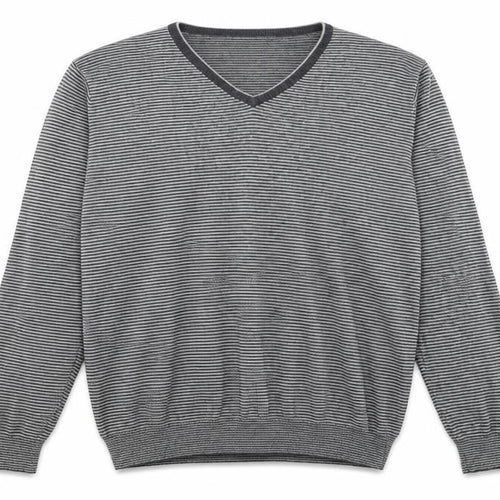 Austin Reed Men’s Grey Striped V-Neck Cashmere Blend Jumper M