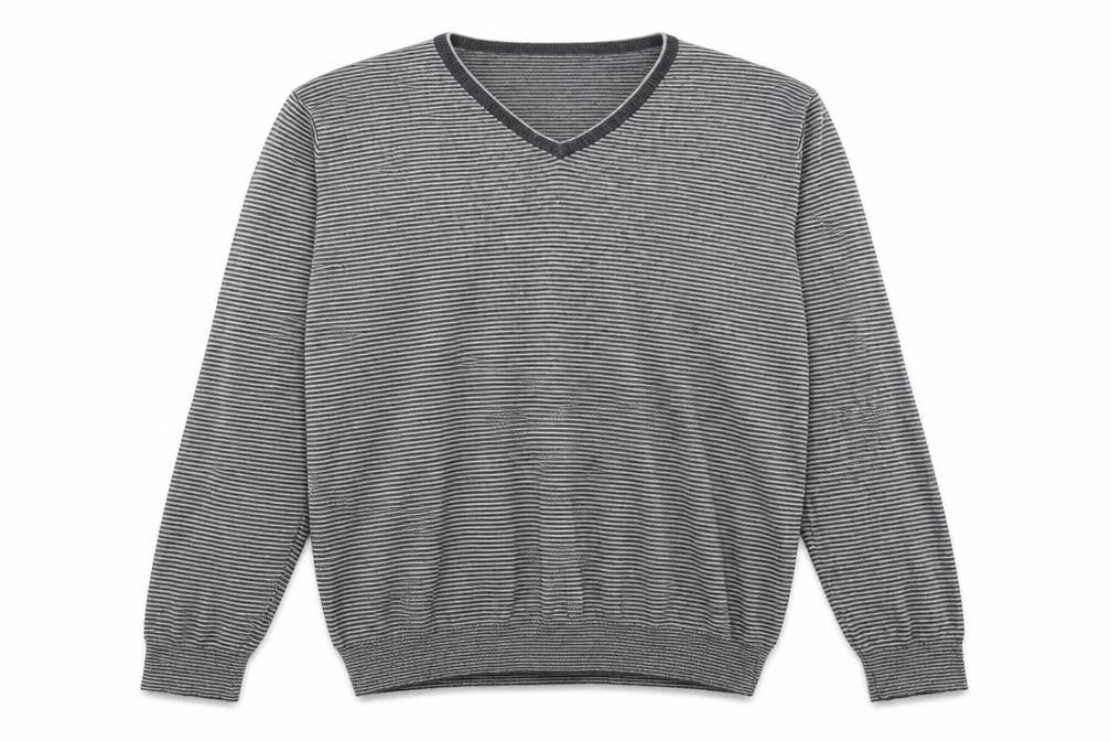 Austin Reed Men’s Grey Striped V-Neck Cashmere Blend Jumper M