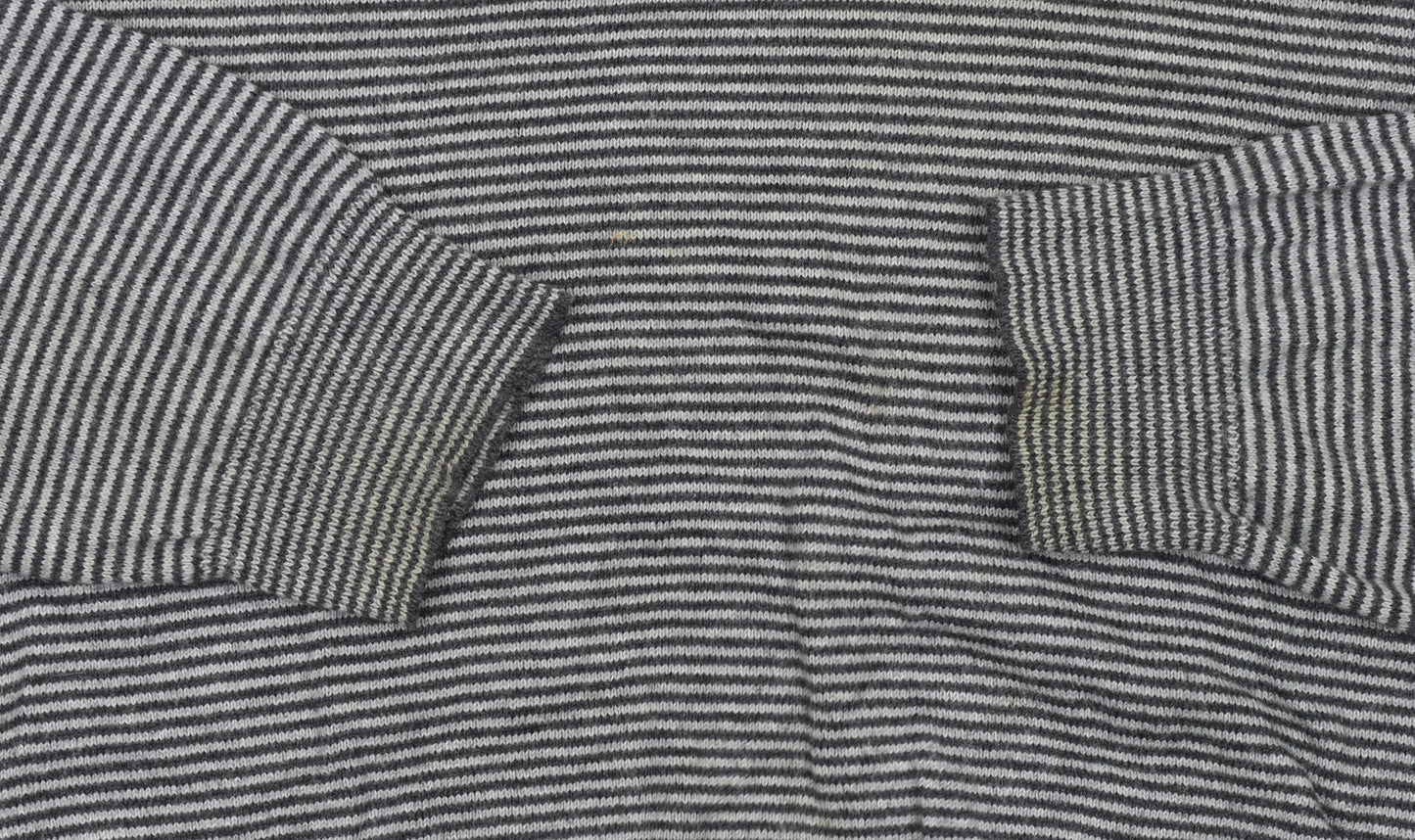 Austin Reed Men’s Grey Striped V-Neck Cashmere Blend Jumper M