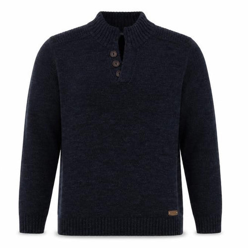 Burton Menswear Men’s Blue XL Henley Wool Blend Jumper