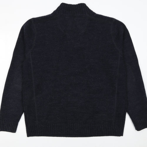 Burton Menswear Men’s Blue XL Henley Wool Blend Jumper