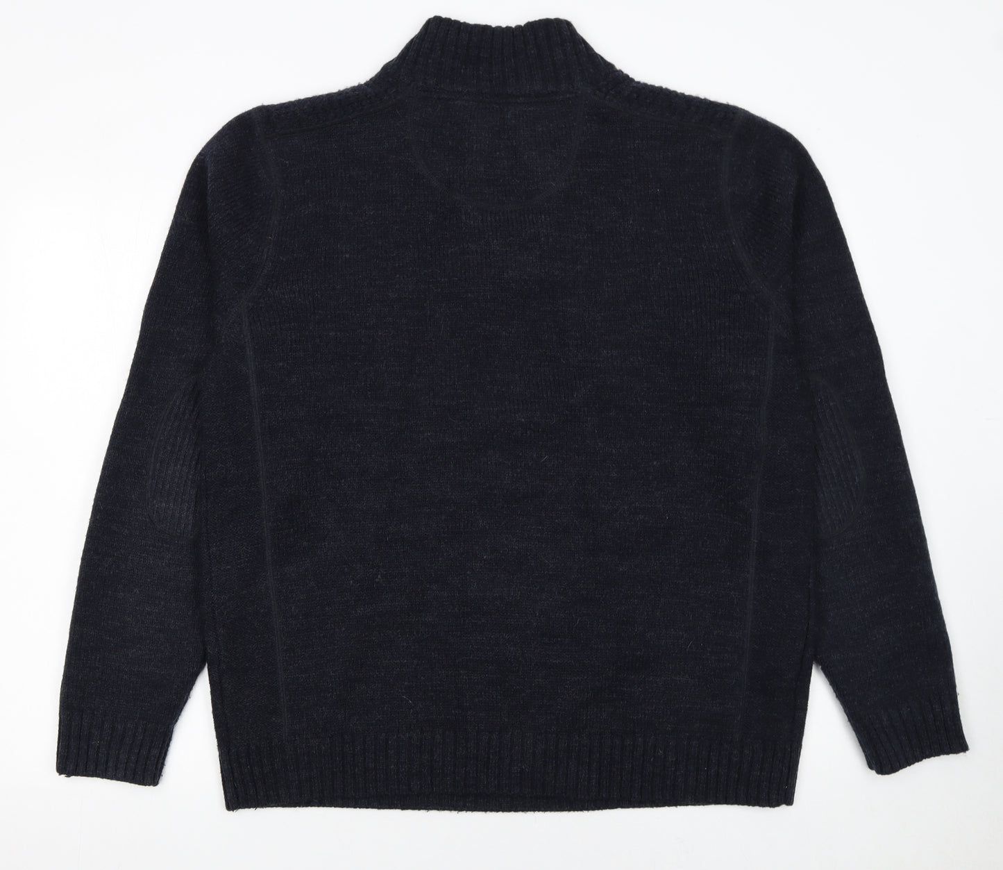 Burton Menswear Men’s Blue XL Henley Wool Blend Jumper