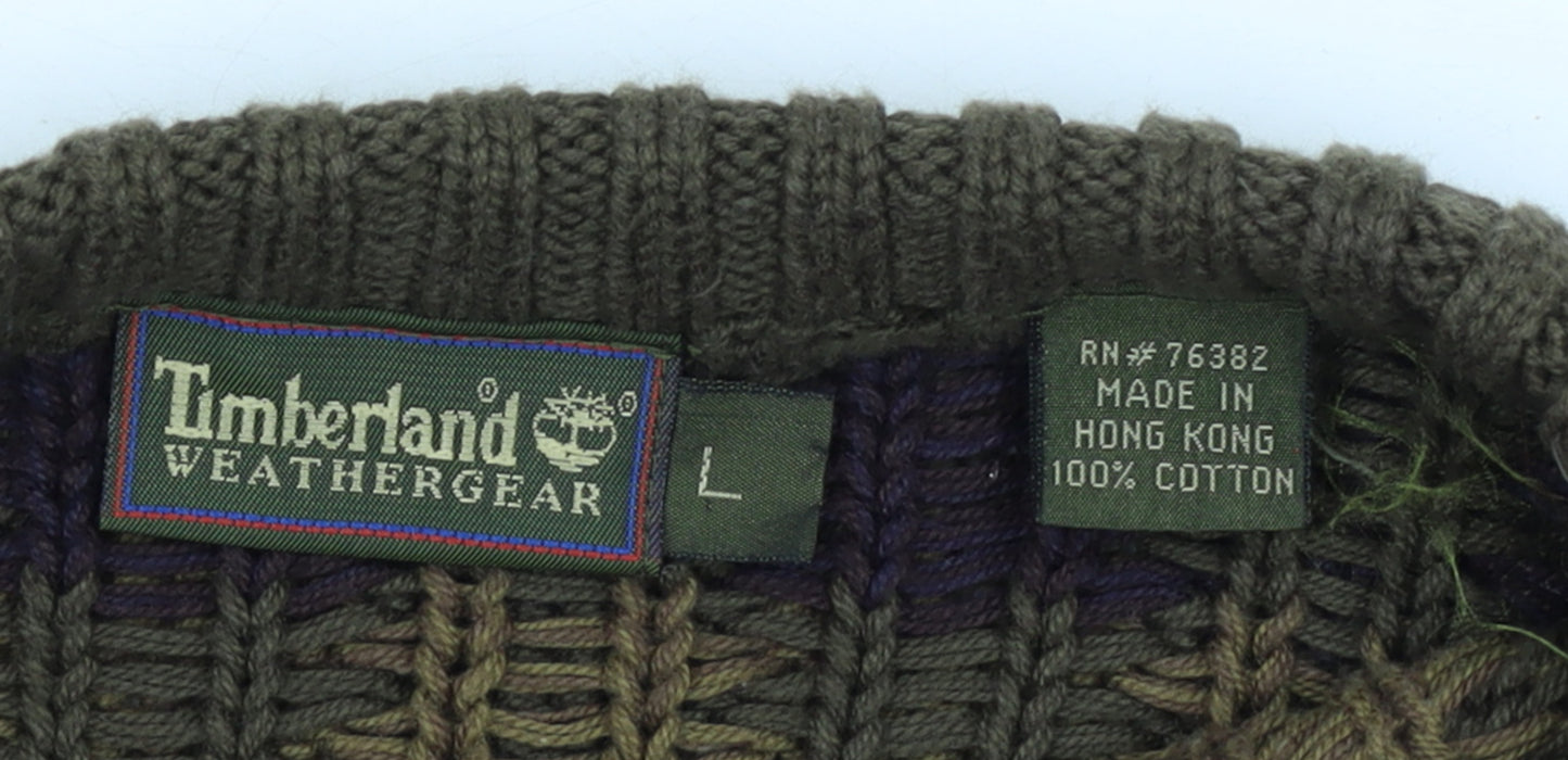 Timberland Men’s Multicoloured Check Knit Cotton Jumper L