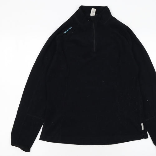 Quechua Women Black Fleece 1/4 Zip Pullover Sweatshirt Size L