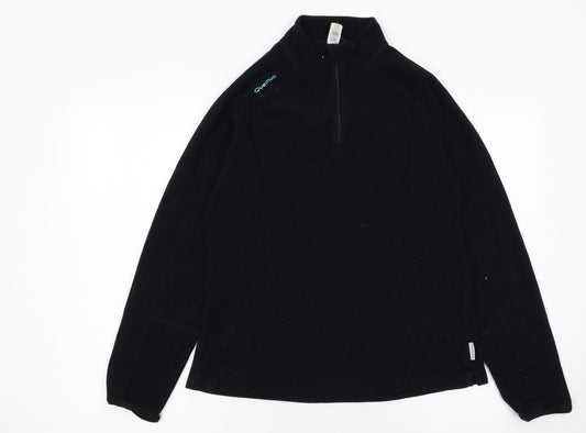 Quechua Women Black Fleece 1/4 Zip Pullover Sweatshirt Size L