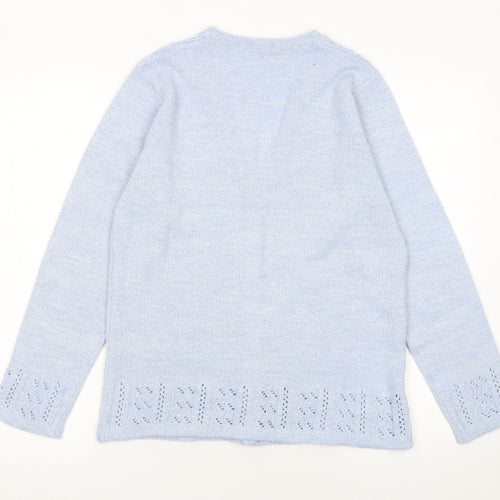 Isle Women Blue Cardigan Size 10-12 Acrylic Knit V-Neck