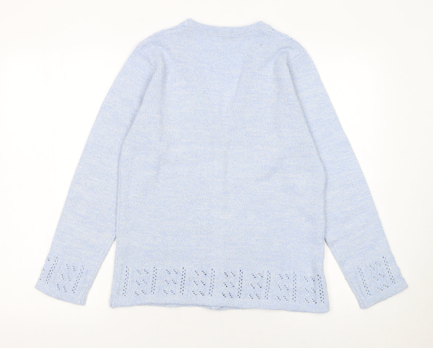 Isle Women Blue Cardigan Size 10-12 Acrylic Knit V-Neck