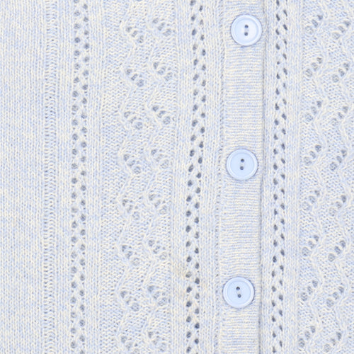 Isle Women Blue Cardigan Size 10-12 Acrylic Knit V-Neck
