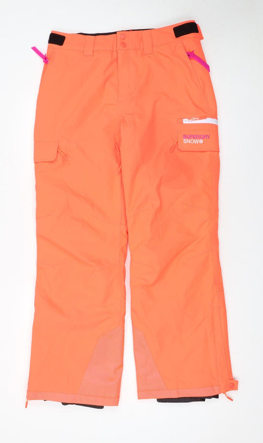 Superdry Women's Orange Snow Pants UK 12 Waterproof Ski Trousers