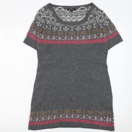Joe Browns Women's Grey Fair Isle Knit Jumper Dress Size 12