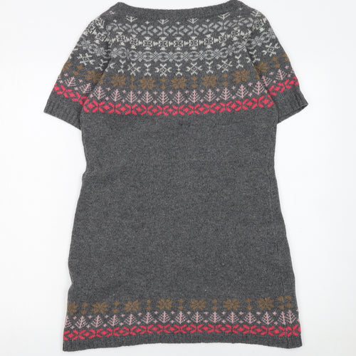 Joe Browns Women's Grey Fair Isle Knit Jumper Dress Size 12