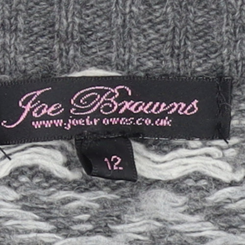 Joe Browns Women's Grey Fair Isle Knit Jumper Dress Size 12