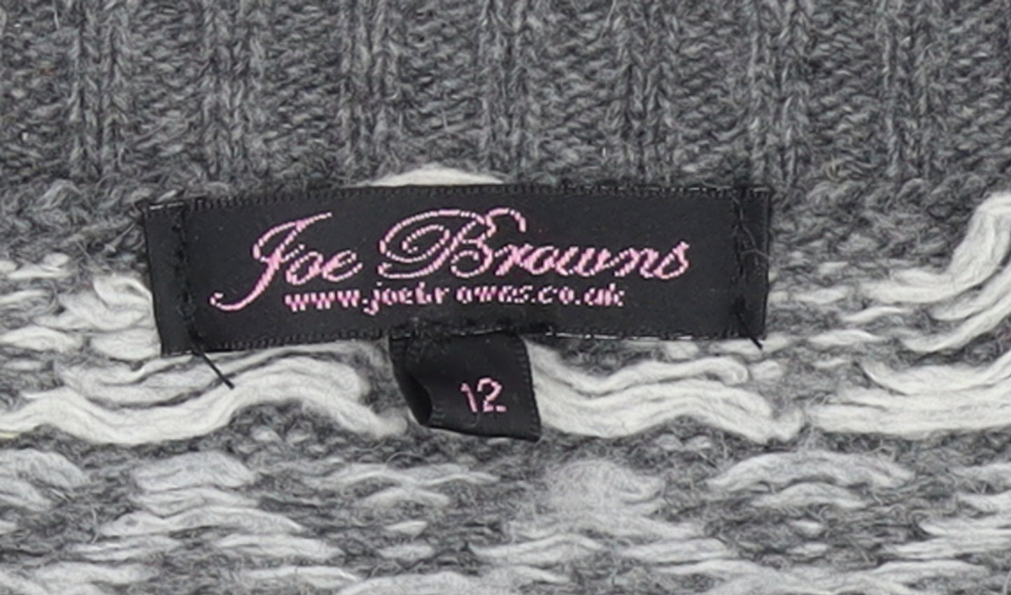 Joe Browns Women's Grey Fair Isle Knit Jumper Dress Size 12