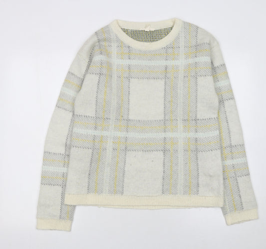 Esprit Women Ivory Check Knit Pullover Jumper XL