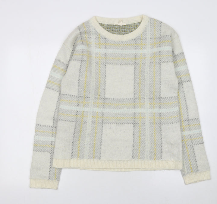 Esprit Women Ivory Check Knit Pullover Jumper XL