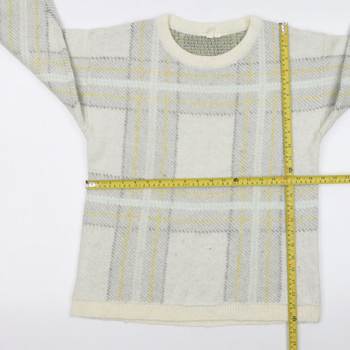 Esprit Women Ivory Check Knit Pullover Jumper XL