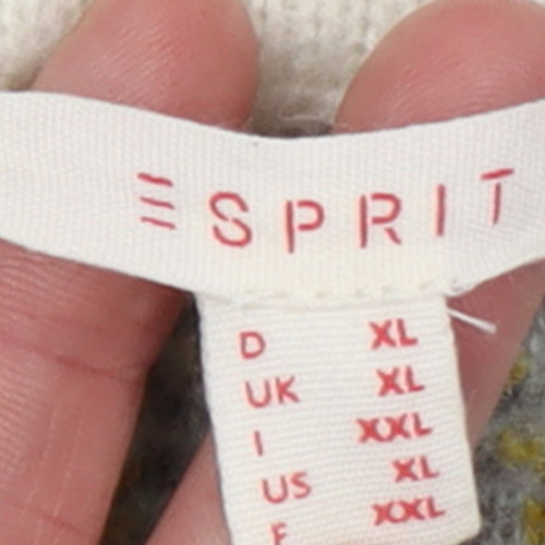 Esprit Women Ivory Check Knit Pullover Jumper XL