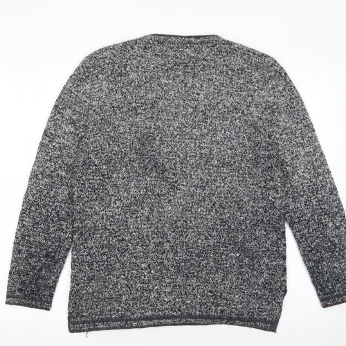 Paramour Women’s Grey Angora Blend Cardigan with Floral Embellishment Size L