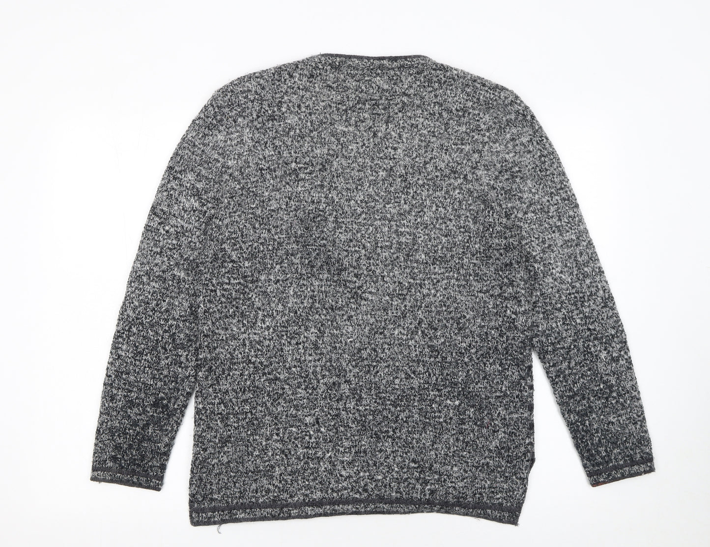Paramour Women’s Grey Angora Blend Cardigan with Floral Embellishment Size L