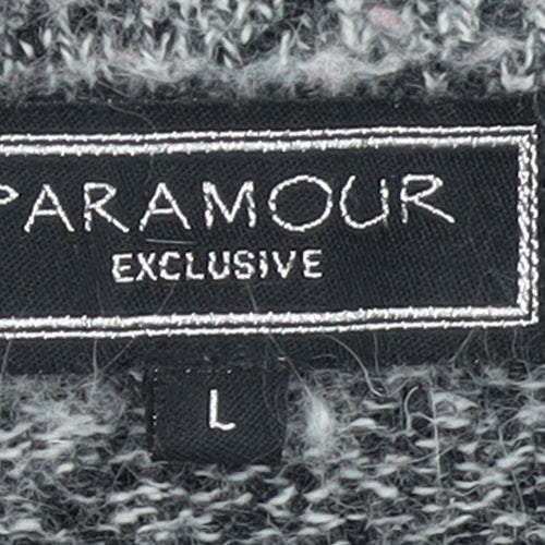 Paramour Women’s Grey Angora Blend Cardigan with Floral Embellishment Size L