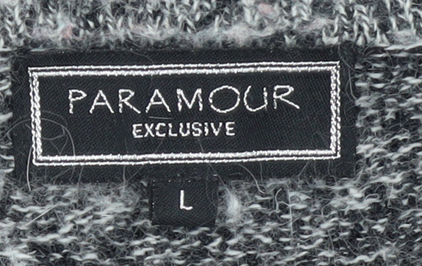 Paramour Women’s Grey Angora Blend Cardigan with Floral Embellishment Size L