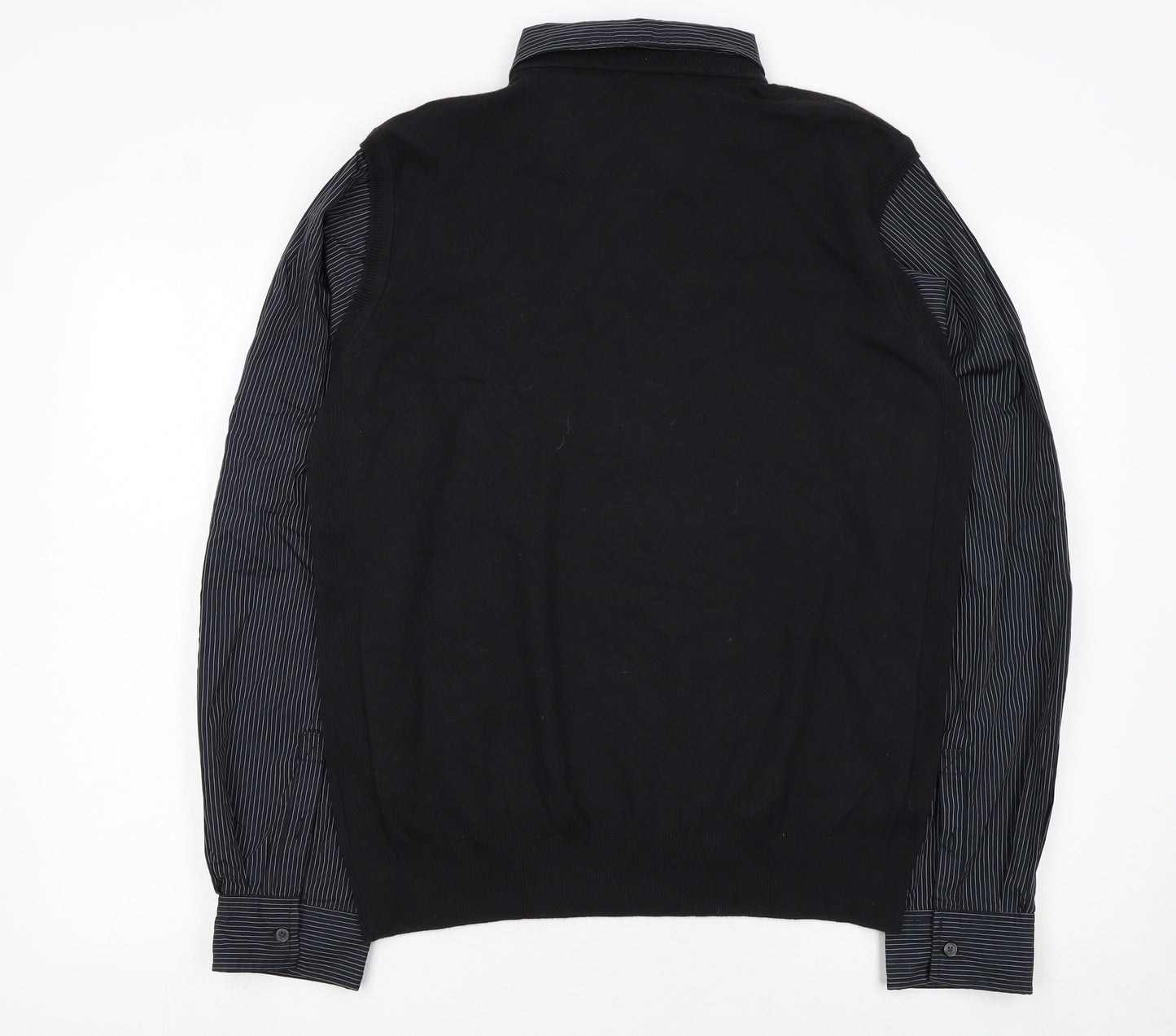 Next Men's Black V-Neck Pullover Jumper Size L Cotton Knit