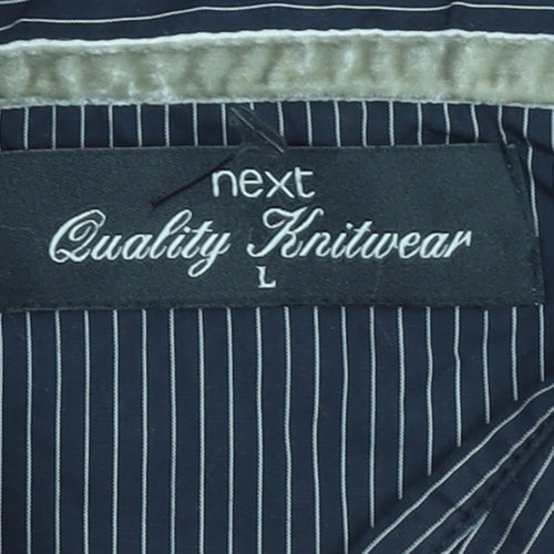 Next Men's Black V-Neck Pullover Jumper Size L Cotton Knit