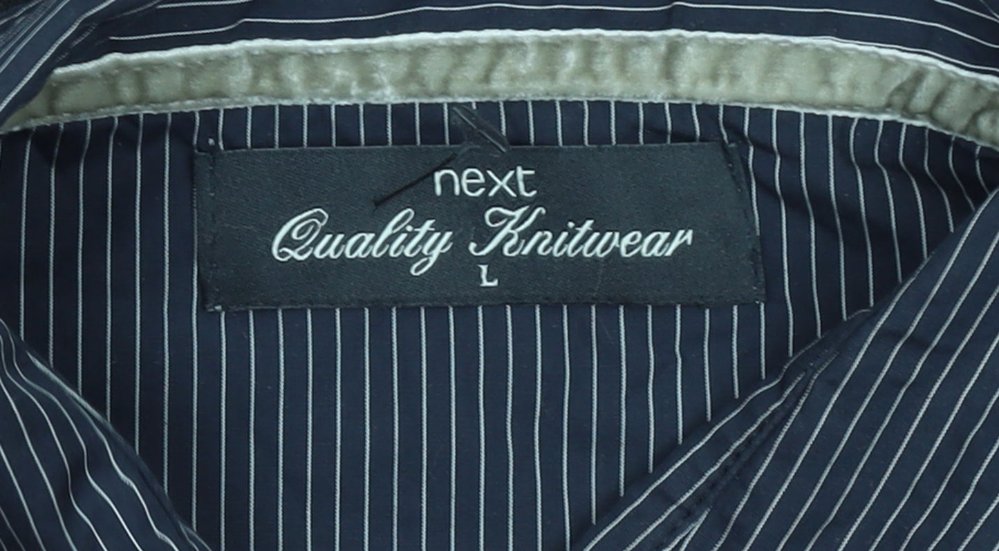 Next Men's Black V-Neck Pullover Jumper Size L Cotton Knit