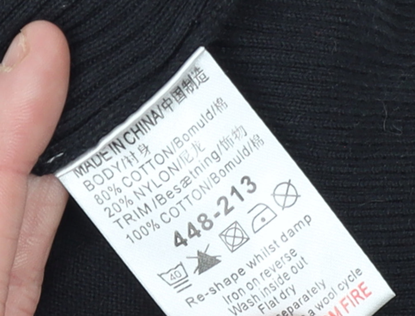 Next Men's Black V-Neck Pullover Jumper Size L Cotton Knit