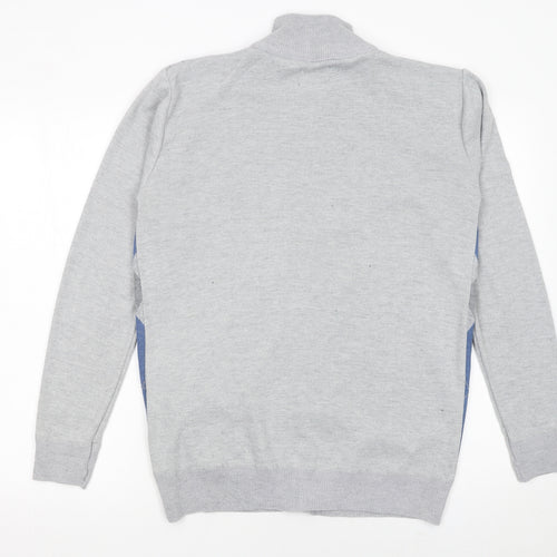 Pierre Cardin Men's Grey Argyle Full Zip Knit Jumper M