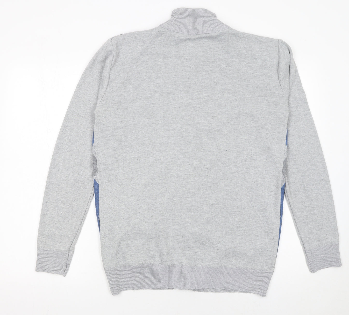 Pierre Cardin Men's Grey Argyle Full Zip Knit Jumper M