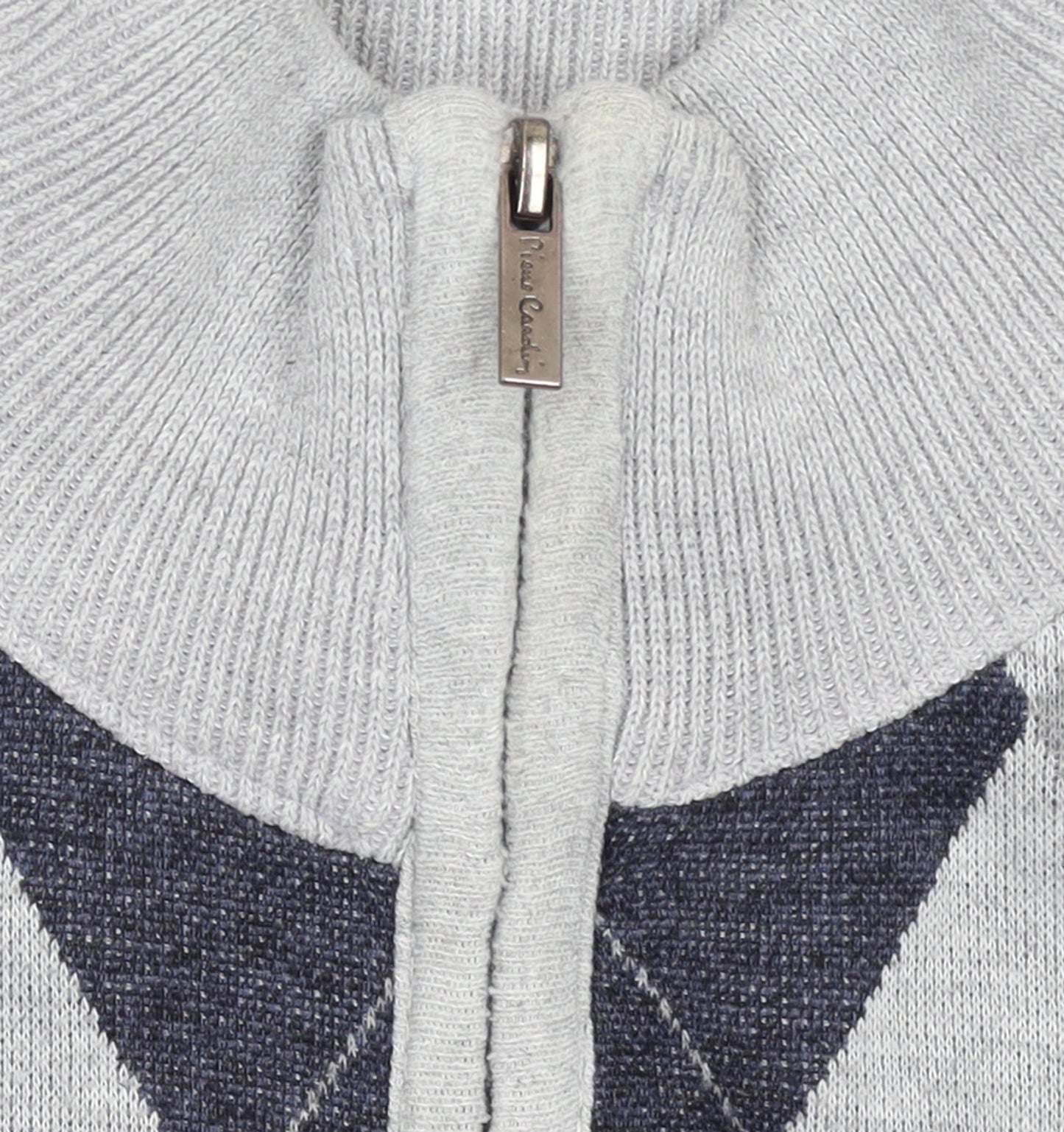 Pierre Cardin Men's Grey Argyle Full Zip Knit Jumper M