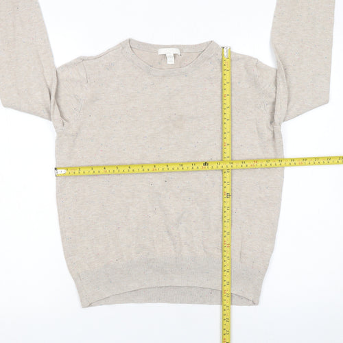 H&M Women Beige Crew Neck Long Sleeve Pullover Jumper Size S