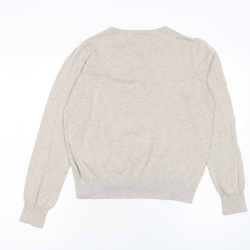 H&M Women Beige Crew Neck Long Sleeve Pullover Jumper Size S