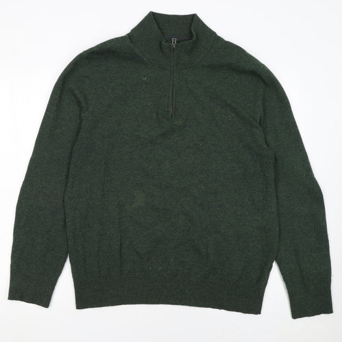 Boden Mens Green Wool Half Zip Jumper L Regular Fit