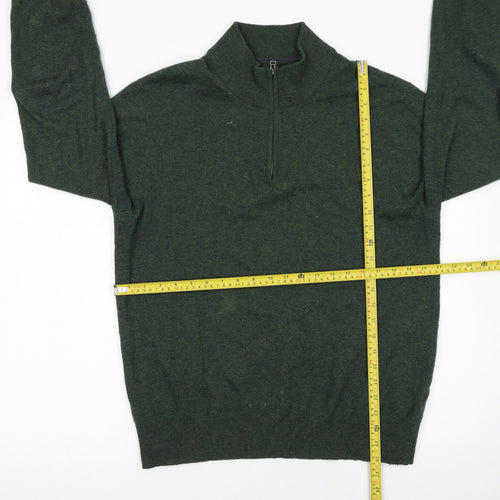 Boden Mens Green Wool Half Zip Jumper L Regular Fit
