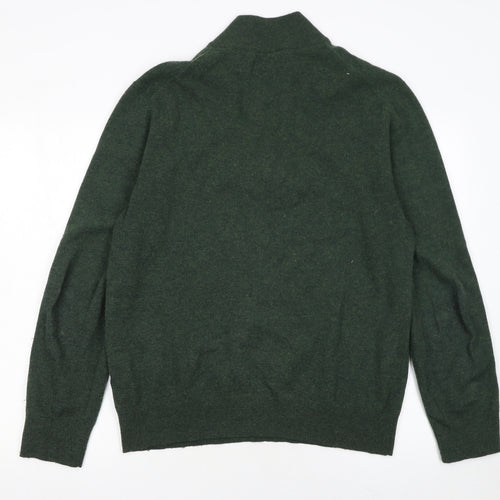 Boden Mens Green Wool Half Zip Jumper L Regular Fit