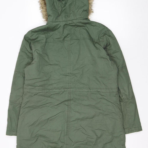 GAP Women’s Green Faux Fur Hooded Cotton Parka Coat Size L